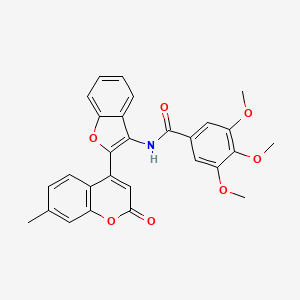 molecular formula C28H23NO7 B2926481 3,4,5-trimethoxy-N-(2-(7-methyl-2-oxo-2H-chromen-4-yl)benzofuran-3-yl)benzamide CAS No. 904510-88-9