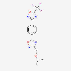 molecular formula C15H13F3N4O3 B2926483 3-[(Propan-2-yloxy)methyl]-5-{4-[5-(trifluoromethyl)-1,2,4-oxadiazol-3-yl]phenyl}-1,2,4-oxadiazole CAS No. 1955520-19-0