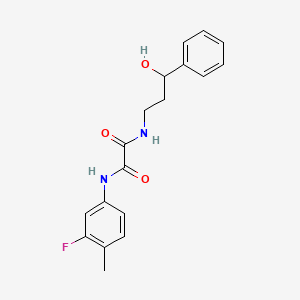 molecular formula C18H19FN2O3 B2926486 N1-(3-氟-4-甲基苯基)-N2-(3-羟基-3-苯基丙基)草酰胺 CAS No. 1396812-15-9