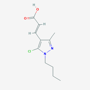 molecular formula C11H15ClN2O2 B2926488 3-(1-丁基-5-氯-3-甲基-1H-吡唑-4-基)丙-2-烯酸 CAS No. 956369-98-5