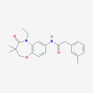 molecular formula C22H26N2O3 B2926489 N-(5-ethyl-3,3-dimethyl-4-oxo-2,3,4,5-tetrahydrobenzo[b][1,4]oxazepin-7-yl)-2-(m-tolyl)acetamide CAS No. 921863-07-2