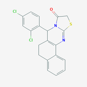 molecular formula C20H14Cl2N2OS B292649 7-(2,4-dichlorophenyl)-5,7-dihydro-6H-benzo[h][1,3]thiazolo[2,3-b]quinazolin-9(10H)-one 