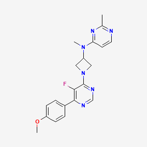 molecular formula C20H21FN6O B2926493 N-[1-[5-Fluoro-6-(4-methoxyphenyl)pyrimidin-4-yl]azetidin-3-yl]-N,2-dimethylpyrimidin-4-amine CAS No. 2380183-06-0