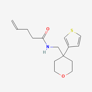 molecular formula C15H21NO2S B2926502 N-((4-(thiophen-3-yl)tetrahydro-2H-pyran-4-yl)methyl)pent-4-enamide CAS No. 2309777-28-2