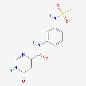 molecular formula C12H12N4O4S B2926503 6-羟基-N-(3-甲磺酰胺苯基)嘧啶-4-甲酰胺 CAS No. 2034233-64-0