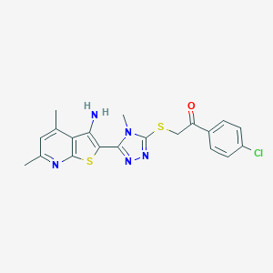 2-{[5-(3-amino-4,6-dimethylthieno[2,3-b]pyridin-2-yl)-4-methyl-4H-1,2,4-triazol-3-yl]sulfanyl}-1-(4-chlorophenyl)ethanone