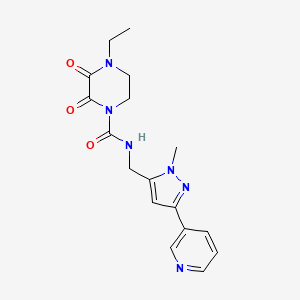 molecular formula C17H20N6O3 B2926513 4-乙基-N-((1-甲基-3-(吡啶-3-基)-1H-吡唑-5-基)甲基)-2,3-二氧哌嗪-1-甲酰胺 CAS No. 2034511-23-2