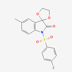 molecular formula C17H14FNO5S B2926514 1-(4-Flourobenzenesulfonyl)-3-(1',3'-dioxolynyl)-5-methyl-1,3-dihydro-2H-indol-2-one CAS No. 866152-08-1