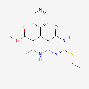 molecular formula C18H18N4O3S B2926541 甲基2-(烯丙硫基)-7-甲基-4-氧代-5-吡啶-4-基-3,4,5,8-四氢吡啶并[2,3-d]嘧啶-6-羧酸酯 CAS No. 876866-32-9