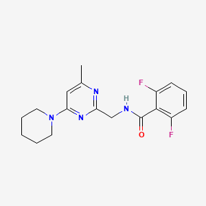 molecular formula C18H20F2N4O B2926543 2,6-二氟-N-((4-甲基-6-(哌啶-1-基)嘧啶-2-基)甲基)苯甲酰胺 CAS No. 1797968-45-6
