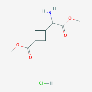 molecular formula C9H16ClNO4 B2926554 Methyl 3-(1-amino-2-methoxy-2-oxoethyl)cyclobutane-1-carboxylate;hydrochloride CAS No. 2344679-58-7