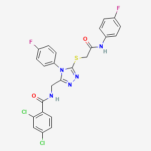molecular formula C24H17Cl2F2N5O2S B2926556 2,4-dichloro-N-[[5-[2-(4-fluoroanilino)-2-oxoethyl]sulfanyl-4-(4-fluorophenyl)-1,2,4-triazol-3-yl]methyl]benzamide CAS No. 393871-39-1