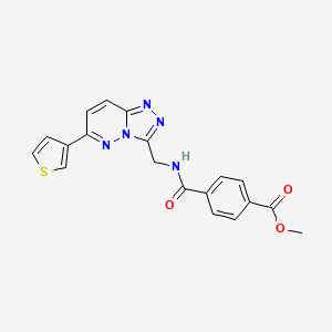 molecular formula C19H15N5O3S B2926567 Methyl 4-(((6-(thiophen-3-yl)-[1,2,4]triazolo[4,3-b]pyridazin-3-yl)methyl)carbamoyl)benzoate CAS No. 1903425-78-4