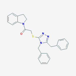 molecular formula C26H24N4OS B292657 4,5-dibenzyl-4H-1,2,4-triazol-3-yl 2-(2,3-dihydro-1H-indol-1-yl)-2-oxoethyl sulfide 