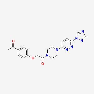 molecular formula C20H21N7O3 B2926573 1-(4-(6-(1H-1,2,4-triazol-1-yl)pyridazin-3-yl)piperazin-1-yl)-2-(4-acetylphenoxy)ethanone CAS No. 1797283-69-2