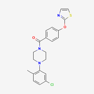 molecular formula C21H20ClN3O2S B2926575 (4-(5-氯-2-甲基苯基)哌嗪-1-基)(4-(噻唑-2-氧基)苯基)甲苯酮 CAS No. 2034373-95-8