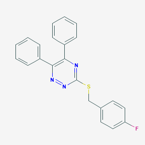 molecular formula C22H16FN3S B292658 3-[(4-Fluorobenzyl)sulfanyl]-5,6-diphenyl-1,2,4-triazine 