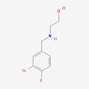 molecular formula C9H11BrFNO B2926582 2-{[(3-Bromo-4-fluorophenyl)methyl]amino}ethan-1-ol CAS No. 1152542-79-4
