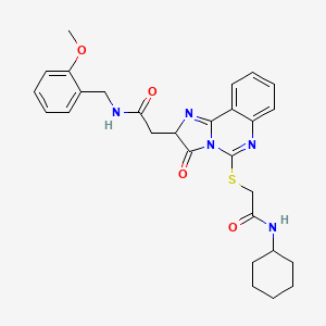 molecular formula C28H31N5O4S B2926602 2-(5-{[2-(环己基氨基)-2-氧代乙基]硫}-3-氧代-2,3-二氢咪唑并[1,2-c]喹唑啉-2-基)-N-(2-甲氧基苄基)乙酰胺 CAS No. 1173758-13-8