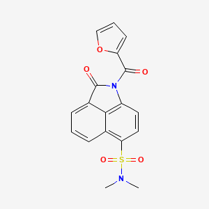 molecular formula C18H14N2O5S B2926608 1-(furan-2-carbonyl)-N,N-dimethyl-2-oxo-1,2-dihydrobenzo[cd]indole-6-sulfonamide CAS No. 881477-27-6