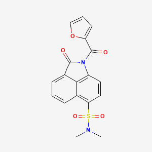 molecular formula C18H14N2O5S B2926608 1-(呋喃-2-羰基)-N,N-二甲基-2-氧代-1,2-二氢苯并[cd]吲哚-6-磺酰胺 CAS No. 881477-27-6