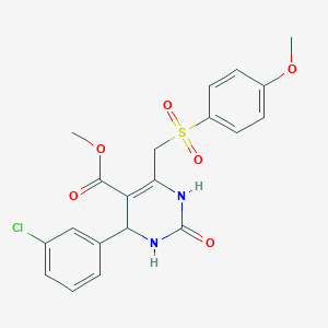 molecular formula C20H19ClN2O6S B2926616 4-(3-氯苯基)-6-(((4-甲氧基苯基)磺酰基)甲基)-2-氧代-1,2,3,4-四氢嘧啶-5-甲酸甲酯 CAS No. 899725-69-0