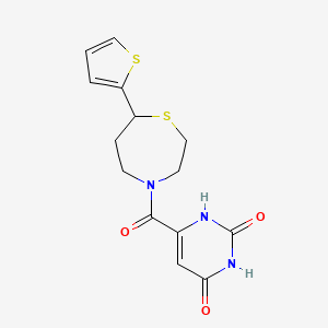 6-(7-(thiophen-2-yl)-1,4-thiazepane-4-carbonyl)pyrimidine-2,4(1H,3H)-dione