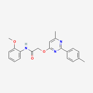 molecular formula C21H21N3O3 B2926641 N-(2-methoxyphenyl)-2-((6-methyl-2-(p-tolyl)pyrimidin-4-yl)oxy)acetamide CAS No. 1031977-84-0