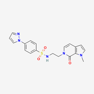 molecular formula C19H19N5O3S B2926643 N-(2-(1-甲基-7-氧代-1H-吡咯并[2,3-c]吡啶-6(7H)-基)乙基)-4-(1H-吡唑-1-基)苯磺酰胺 CAS No. 2034532-56-2