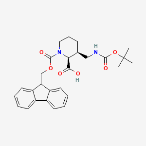 molecular formula C27H32N2O6 B2926644 （2S,3S）-1-(9H-芴-9-基甲氧羰基)-3-[[（2-甲基丙烷-2-基）氧羰基氨基]甲基]哌啶-2-羧酸 CAS No. 2470279-70-8