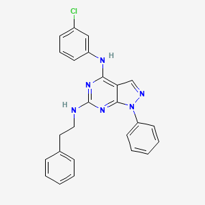 molecular formula C25H21ClN6 B2926646 N~4~-(3-chlorophenyl)-1-phenyl-N~6~-(2-phenylethyl)-1H-pyrazolo[3,4-d]pyrimidine-4,6-diamine CAS No. 955305-48-3