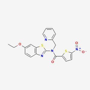 molecular formula C20H16N4O4S2 B2926650 N-(6-ethoxybenzo[d]thiazol-2-yl)-5-nitro-N-(pyridin-2-ylmethyl)thiophene-2-carboxamide CAS No. 899735-76-3