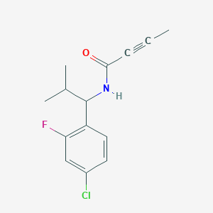 molecular formula C14H15ClFNO B2926653 N-[1-(4-Chloro-2-fluorophenyl)-2-methylpropyl]but-2-ynamide CAS No. 2411276-51-0