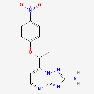 molecular formula C13H12N6O3 B2926655 7-[1-(4-Nitrophenoxy)ethyl]-[1,2,4]triazolo[1,5-a]pyrimidin-2-amine CAS No. 477865-13-7