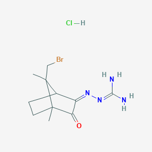 molecular formula C11H18BrClN4O B2926661 (Z)-2-((1S,4S,7R)-7-(溴甲基)-4,7-二甲基-3-氧代双环[2.2.1]庚烷-2-亚甲基)肼甲酰胺盐酸盐 CAS No. 1095046-33-5