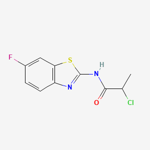 molecular formula C10H8ClFN2OS B2926663 2-chloro-N-(6-fluoro-1,3-benzothiazol-2-yl)propanamide CAS No. 944890-57-7
