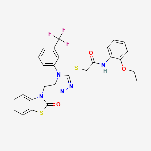 molecular formula C27H22F3N5O3S2 B2926664 N-(2-ethoxyphenyl)-2-((5-((2-oxobenzo[d]thiazol-3(2H)-yl)methyl)-4-(3-(trifluoromethyl)phenyl)-4H-1,2,4-triazol-3-yl)thio)acetamide CAS No. 896677-92-2