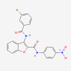 molecular formula C22H14BrN3O5 B2926666 3-(3-溴苯甲酰胺)-N-(4-硝基苯基)苯并呋喃-2-甲酰胺 CAS No. 887898-50-2