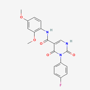 molecular formula C19H16FN3O5 B2926672 N-(2,4-二甲氧基苯基)-3-(4-氟苯基)-2,4-二氧代-1H-嘧啶-5-甲酰胺 CAS No. 887898-84-2