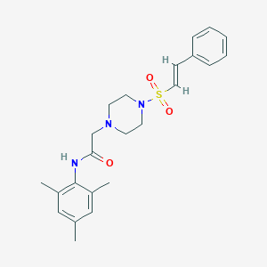 2-[4-[(E)-2-phenylethenyl]sulfonylpiperazin-1-yl]-N-(2,4,6-trimethylphenyl)acetamide