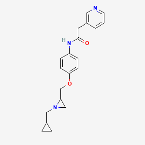 molecular formula C20H23N3O2 B2926680 N-[4-[[1-(Cyclopropylmethyl)aziridin-2-yl]methoxy]phenyl]-2-pyridin-3-ylacetamide CAS No. 2418728-55-7