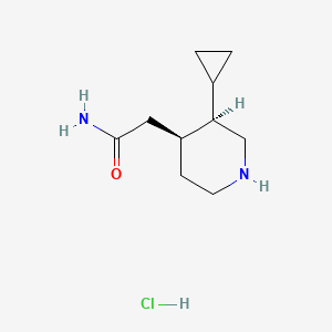 molecular formula C10H19ClN2O B2926693 2-[(3R,4S)-3-Cyclopropylpiperidin-4-yl]acetamide;hydrochloride CAS No. 2580096-14-4