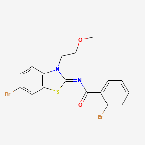 molecular formula C17H14Br2N2O2S B2926696 2-bromo-N-[6-bromo-3-(2-methoxyethyl)-1,3-benzothiazol-2-ylidene]benzamide CAS No. 864975-86-0