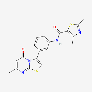 molecular formula C19H16N4O2S2 B2926700 2,4-dimethyl-N-(3-(7-methyl-5-oxo-5H-thiazolo[3,2-a]pyrimidin-3-yl)phenyl)thiazole-5-carboxamide CAS No. 1021073-88-0