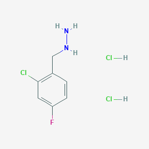 molecular formula C7H9Cl2FN2 B2926704 [(2-Chloro-4-fluorophenyl)methyl]hydrazine dihydrochloride CAS No. 2044707-02-8