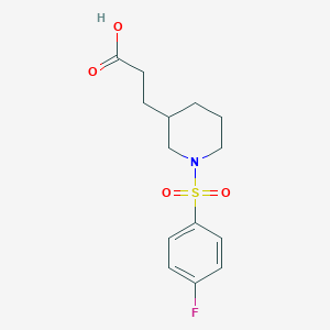 molecular formula C14H18FNO4S B2926706 3-{1-[(4-氟苯基)磺酰基]-3-哌啶基}丙酸 CAS No. 1304005-64-8