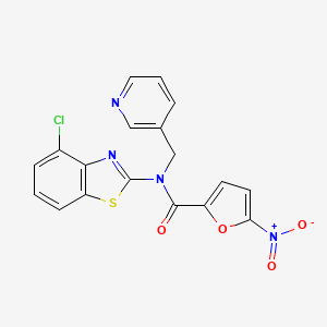 molecular formula C18H11ClN4O4S B2926720 N-(4-chlorobenzo[d]thiazol-2-yl)-5-nitro-N-(pyridin-3-ylmethyl)furan-2-carboxamide CAS No. 895016-22-5