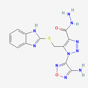 molecular formula C13H12N10O2S B2926736 1-(4-Amino-1,2,5-oxadiazol-3-yl)-5-[(1H-benzimidazol-2-ylthio)methyl]-1H-1,2,3-triazole-4-carbohydrazide CAS No. 312285-88-4