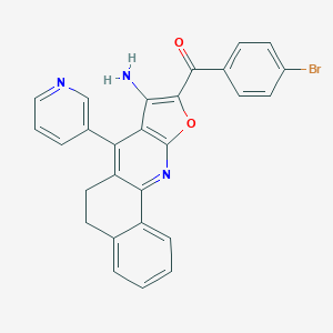 molecular formula C27H18BrN3O2 B292674 [8-Amino-7-(3-pyridinyl)-5,6-dihydrobenzo[h]furo[2,3-b]quinolin-9-yl](4-bromophenyl)methanone 