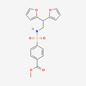 molecular formula C18H17NO6S B2926748 methyl 4-(N-(2,2-di(furan-2-yl)ethyl)sulfamoyl)benzoate CAS No. 2309592-40-1